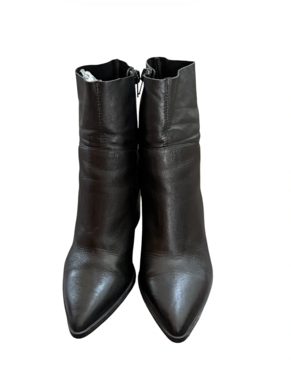 Tony Bianco Brazen Black Luxe Leather Ankle Boots 7.5 Pointed Toe Block Heel
